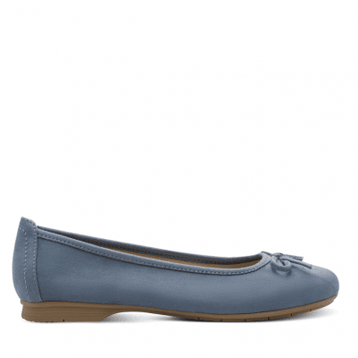 Jana panama Softline Ballerinasko fest damsko lågsko finsko kostymsko textil bred läst fotriktig mjuk denim blå