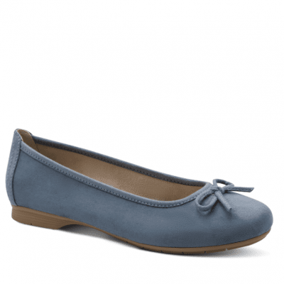 Jana panama Softline Ballerinasko fest damsko lågsko finsko kostymsko textil bred läst fotriktig mjuk denim blå