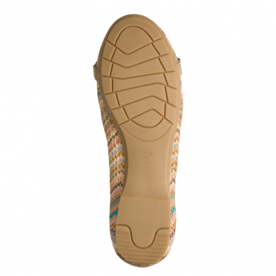 Jana panama Softline Ballerinasko fest damsko lågsko finsko kostymsko textil bred läst fotriktig mjuk beige multi