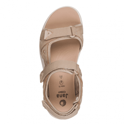 Jana Coshy Roma Sandal beige brun sandalett hallux valgus problemfot comfort textil komfort fritid dam relax fit rymlig läst