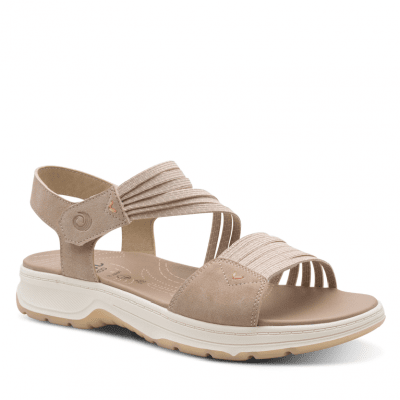 Jana Coshy Rosa Sandal beige aprikos sandalett hallux valgus problemfot comfort textil komfort fritid dam relax fit rymlig läst