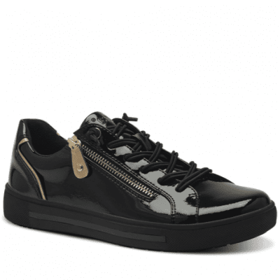 Jana sitane Soft Line Black Gold Sneaker med dragkedja Rymlig Läst h-bredd komfort memoryfoam dam