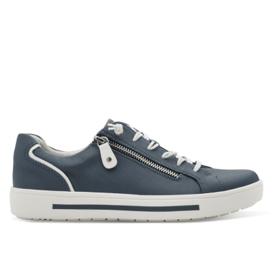 sitane Soft Line navy blå Sneaker med dragkedja Rymlig Läst h-bredd komfort memoryfoam skinn dam