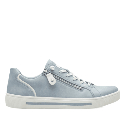 sitane Soft Line sky ljusblå Sneaker med dragkedja Rymlig Läst h-bredd komfort memoryfoam skinn dam