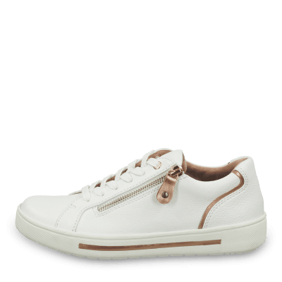 White Rosegold Jana sitane Soft Line rosa vit guld Sneaker med dragkedja Rymlig Läst h-bredd komfort memoryfoam skinn dam