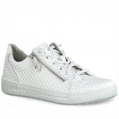 Jana sitane Soft Line Sneaker med dragkedja Rymlig Läst white vit structure struktur krokodil h-bredd komfort memoryfoam skinn d