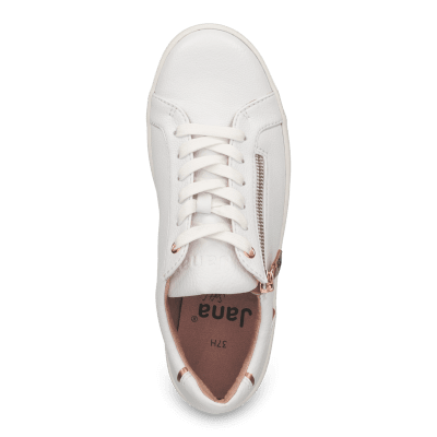 White Rosegold Jana sitane Soft Line rosa vit guld Sneaker med dragkedja Rymlig Läst h-bredd komfort memoryfoam skinn dam