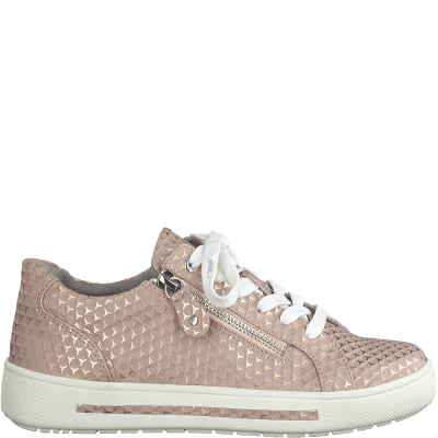 Jana Soft Line Sneaker med dragkedja Rymlig Läst rose rosa structure struktur krokodil h-bredd komfort memoryfoam skinn damsko f