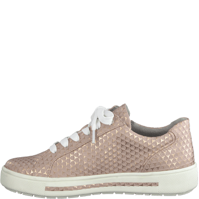 Jana Soft Line Sneaker med dragkedja Rymlig Läst rose rosa structure struktur krokodil h-bredd komfort memoryfoam skinn damsko f