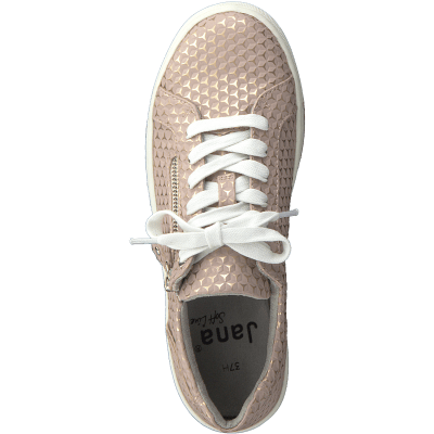 Jana Soft Line Sneaker med dragkedja Rymlig Läst rose rosa structure struktur krokodil h-bredd komfort memoryfoam skinn damsko f