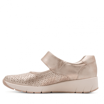 jana softline ellie lågsko ballerina hålmönster slejf fotriktig foam mjuk fotbädd rose gold guld