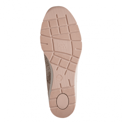 jana softline ellie lågsko ballerina hålmönster slejf fotriktig foam mjuk fotbädd rose gold guld
