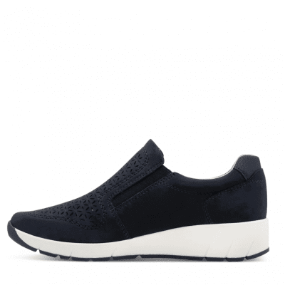 jana softline evi eloq lågsko hålmönster dragkedja fotriktig foam mjuk fotbädd sommar navy blå