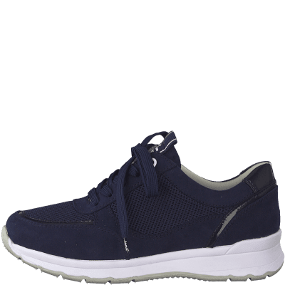 Jana Soft Line Sneaker med Rymlig Läst navy marinblå h-bredd komfort memoryfoam textil damsko fotriktig