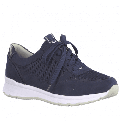Jana salore Soft Line Sneaker med Rymlig Läst navy marinblå h-bredd komfort memoryfoam textil damsko fotriktig