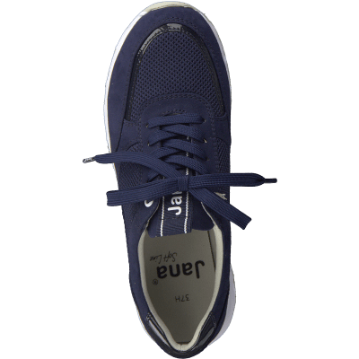 Jana Soft Line Sneaker med Rymlig Läst navy marinblå h-bredd komfort memoryfoam textil damsko fotriktig
