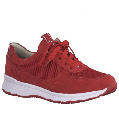 Jana salore Soft Line Sneaker med Rymlig Läst red röd h-bredd komfort memoryfoam textil damsko fotriktig