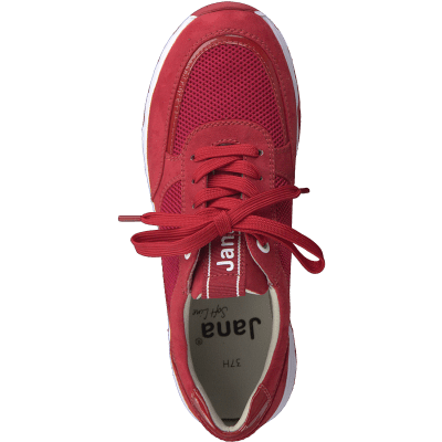 Jana Soft Line Sneaker med Rymlig Läst red röd h-bredd komfort memoryfoam textil damsko fotriktig
