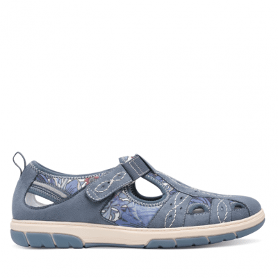Jana halo sandalsko lågsko hallux valgus walking promenad denim blå rymlig läst tygsko fotriktig komfortsko eva memoryfoam