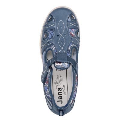 Jana halo sandalsko lågsko hallux valgus walking promenad denim blå rymlig läst tygsko fotriktig komfortsko eva memoryfoam