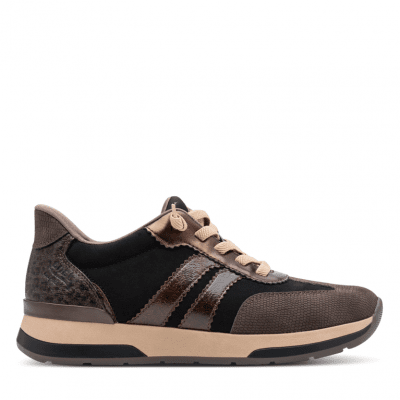 Jana step in slip on Soft Line Sneaker dam black comb svart grå beige Rymlig läst h-bredd komfort bekväm fotriktig walking prome