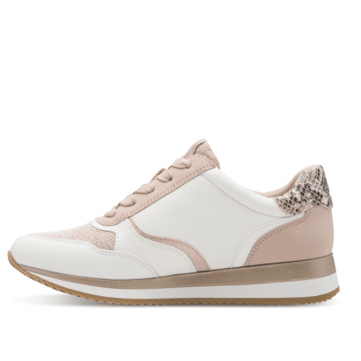Jana somon Soft Line Sneaker med Rymlig Läst rosa vit snake vegan h-bredd komfort memoryfoam textil damsko fotriktig