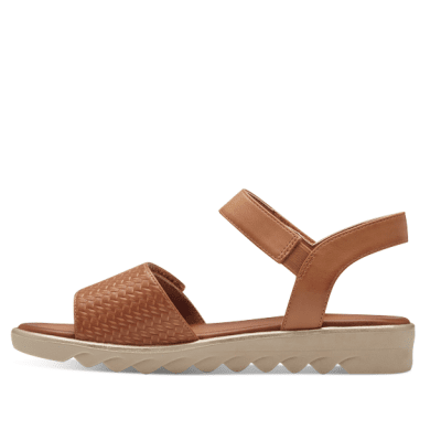 Jana sundo Relax comfort tan brun natur kilklack textil puläder komfort fritid dam relax fit rymlig läst remmar fotriktig