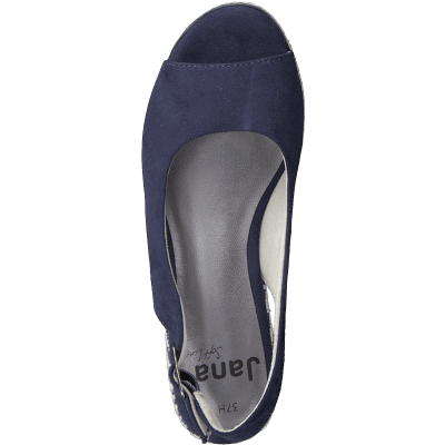 Jana toro Relax comfort navy marinblå kilklack textil komfort fritid dam relax fit rymlig läst remmar fotriktig