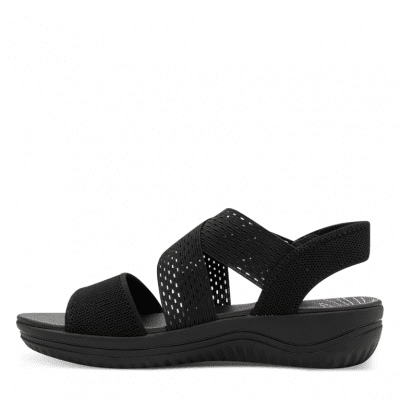 Jana Softline Unni Sandal black svart remmar comfort textil komfort fritid dam relax fit rymlig läst fotriktig hbredd