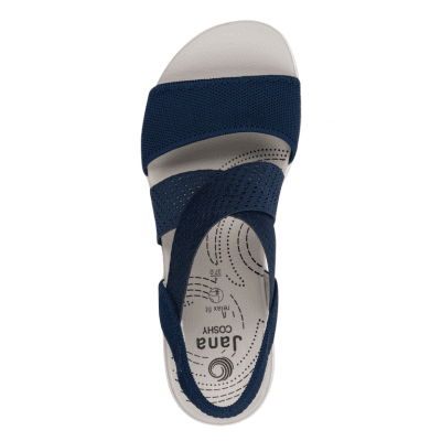 Jana Softline Unni Sandal navy marinblå remmar comfort textil komfort fritid dam relax fit rymlig läst fotriktig hbredd