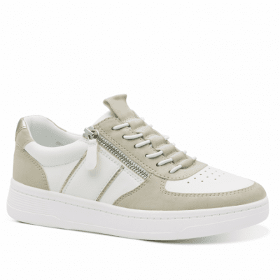 jana zango Soft Line beige vit white Sneaker med dragkedja Rymlig Läst h-bredd komfort memoryfoam dam