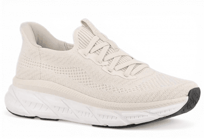 axelda laholm slipon Step-In handsfree sneaker beige vit polly damsko lågsko stickad textil resår fotriktig urtagbar sula fotbäd