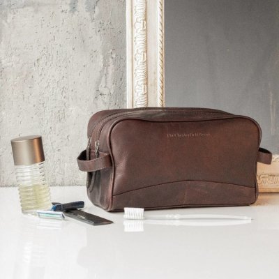 The Chesterfield Brand / Leather Toiletry Bag Stefan brun necessär läder skinn sminkväska badrumsväska toalettväska