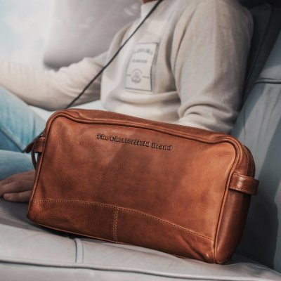 The Chesterfield Brand / Leather Toiletry Bag Stefan / Cognac necessär läder skinn sminkväska badrumsväska toalettväska