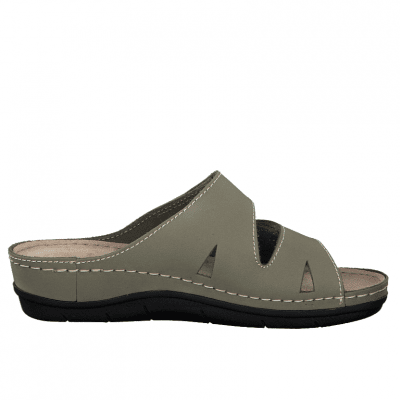 Marco Tozzi Comfort Damsandal Oliv grön läder skinn lätt stabil bekväm fotriktig klack