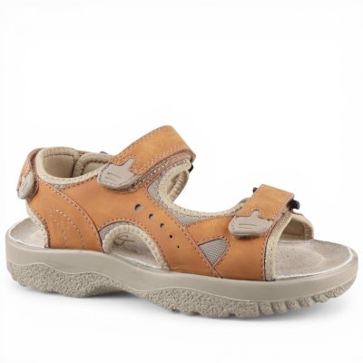 marstrand tellus loop tellus Sportsandal sandal kardborre skinn tan gul bekväm dam