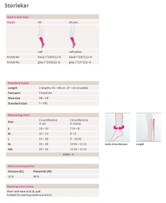 medi travel men herr grå resestrumpa stödstrumpa kompression