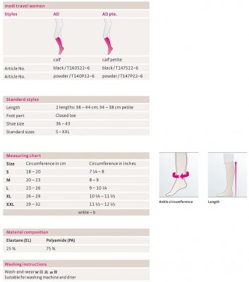 medi travel svart kompression stödstrumpa resetrumpa