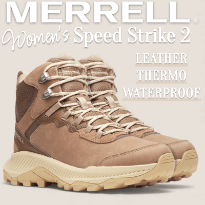 Merrell Dam Speed strike thermo varmfoder fullnarv läder mocka Mid Waterproof vattentät hög sneaker känga fotriktig womens hazel