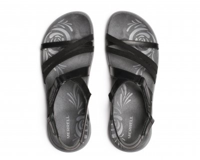 merrell harbor terran damsandal läder remmar eva skum fotriktig kardborre sommar bekväm klassisk svart black