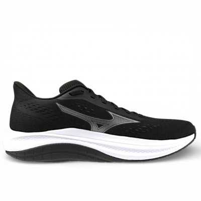 Mizuno fortrush multi herrsko black svart vit silver löparsko promenad fritid walking jogging dämpad rak pronation rymlig