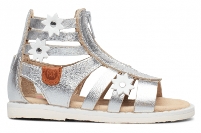 pax alice sandal barn silver blommor dragkedja läder