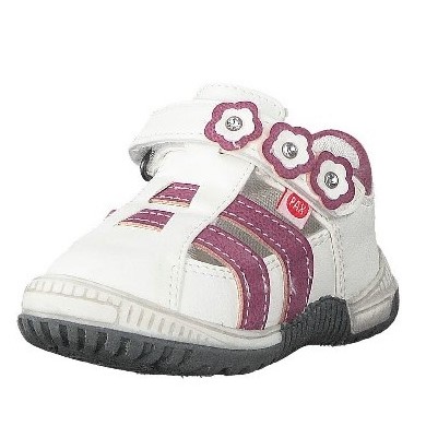Pax Strimma rosa vit blommor skinn barn sandal