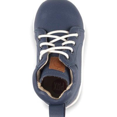 pax gram barnsko lära gå sko marinblå navy skinn snörning