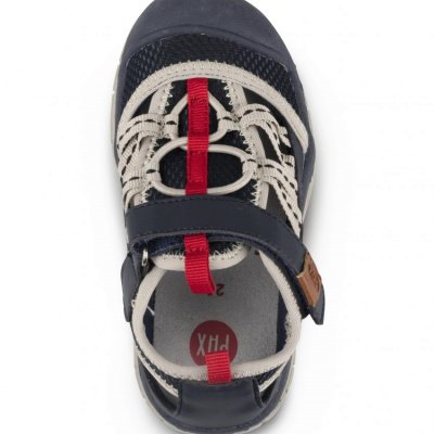 Pax Holk Sandal blå marin navy röd barn täckt tå kardborre textil gummi