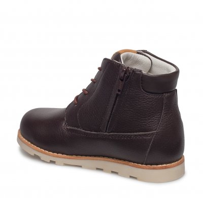 Pax Känga Smith / Mörkbrun Barn läder ull varm fodrad dragkedja snörning