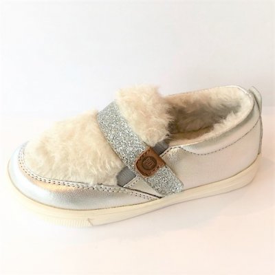 Pax Loafer lågsko päls glitter skinn syntet kardborre