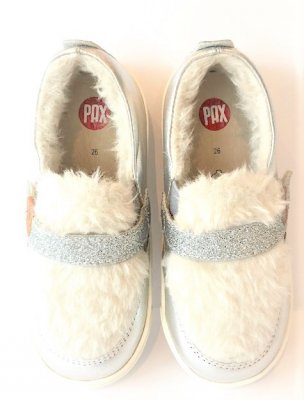 Pax Loafer lågsko päls glitter skinn syntet kardborre