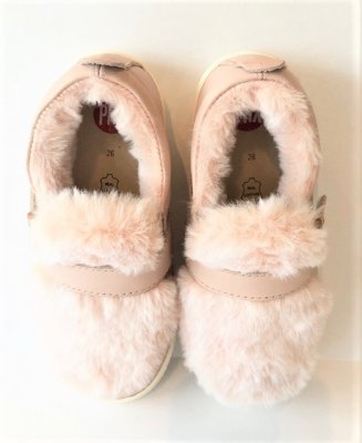 Pax Loafer lågsko päls glitter skinn syntet kardborre