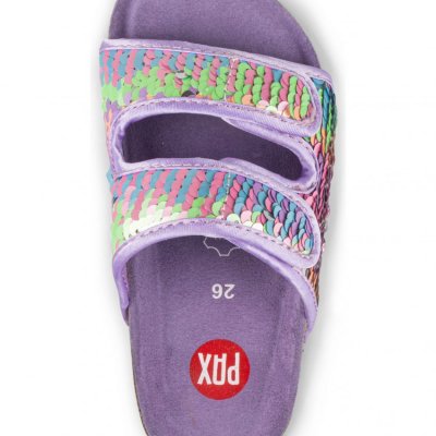 Pax mila biosandal barn lila kork mocka regnbåge